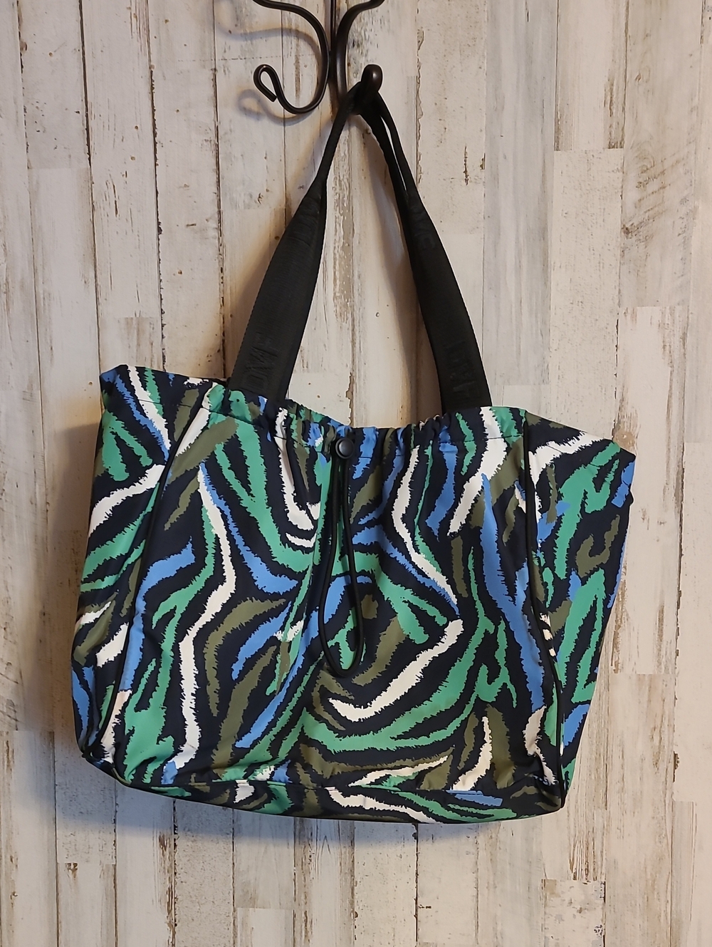Diane Von Furstenberg Green, Blue & Black Zebra-Print Tote